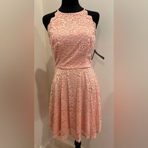 I. N. San Francisco - Pink Lace Halter Semi-Formal - Juniors Size 7 - NWT